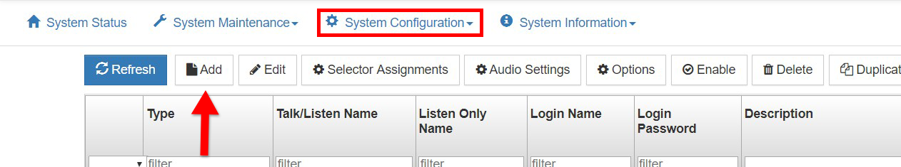 A screenshot of the VLink system administration