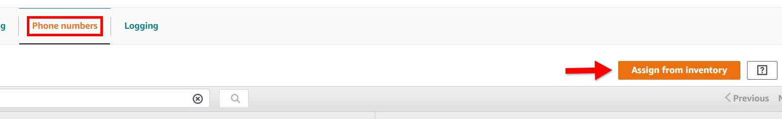 A screenshot of the aws chime phone numbers menu