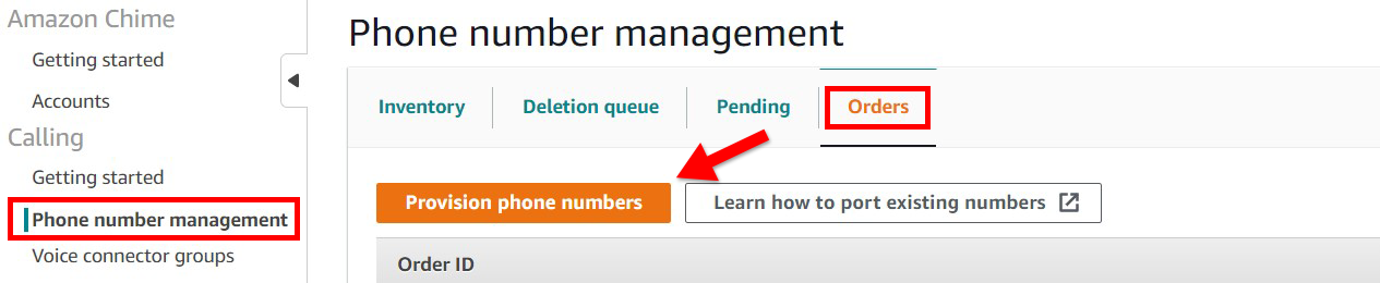 A screenshot of the aws chime menu