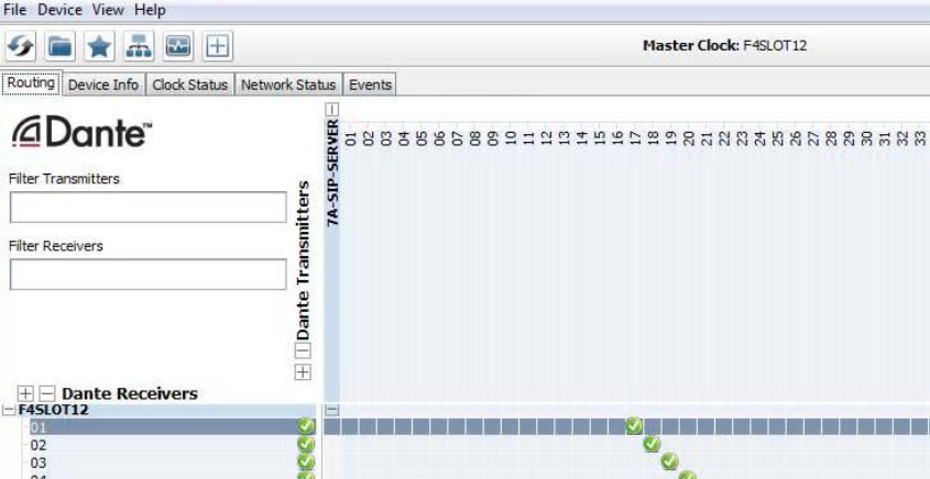screenshot of dante controller
