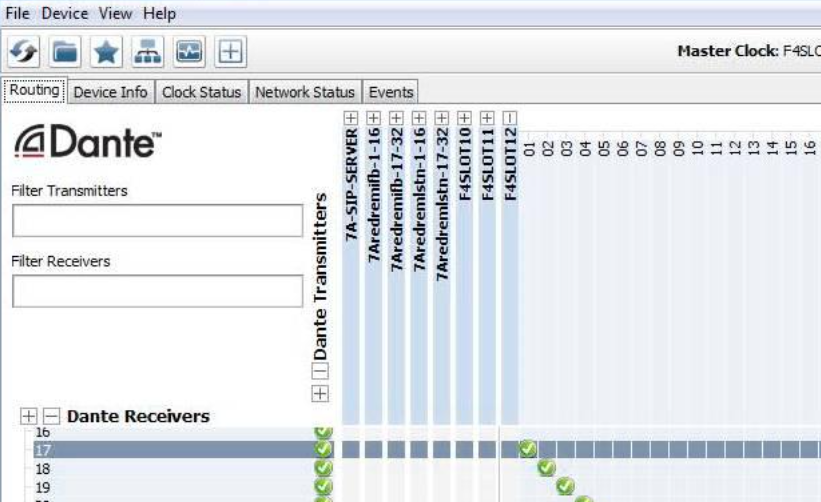 screenshot of dante controller