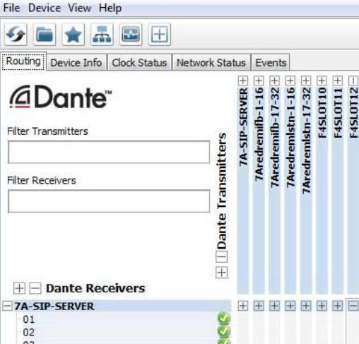 screenshot of dante controller