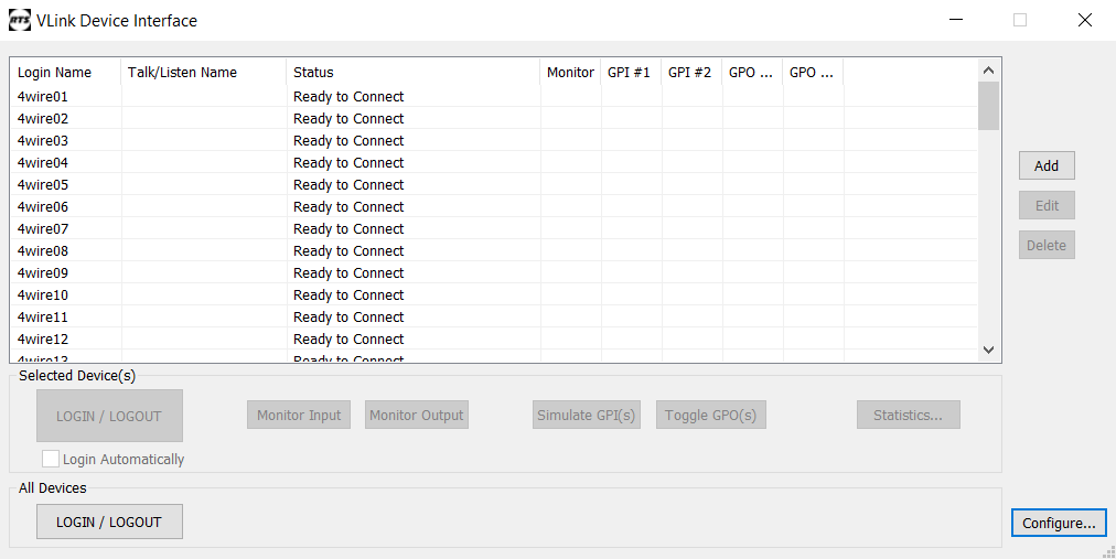screenshot of vlink device interface