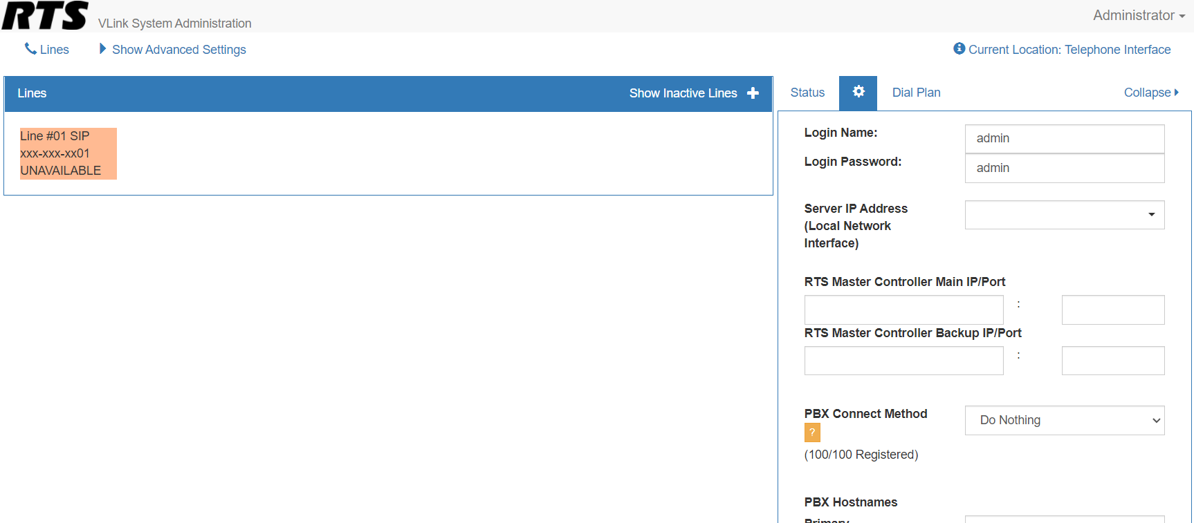 screenshot of vlink tif settings